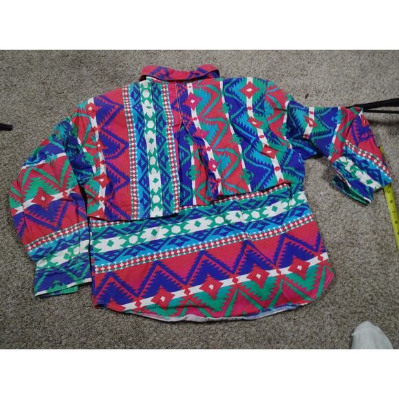 Vtg 90s Roughrider by Circle Y Western Shirt, Tribal Aztec Pattern Women's Small - Picture 10 of 11